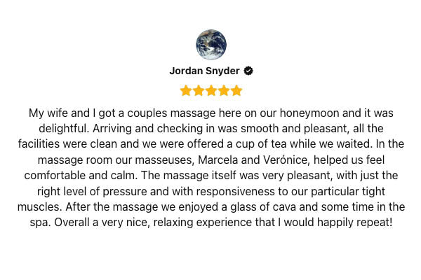 Positive review of  couples massage