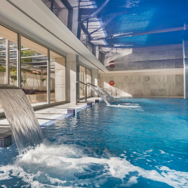Heated indoor pool at Hipotels Gran Playa spa in Palma de Mallorca